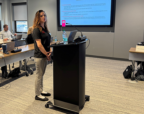 instructor discusses the Northeast plumbing program during a periodic review at the board meeting