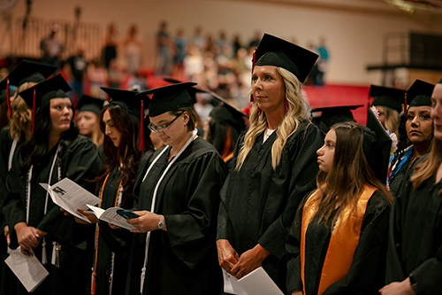 Northeast nursing students in caps and gowns at ceremony