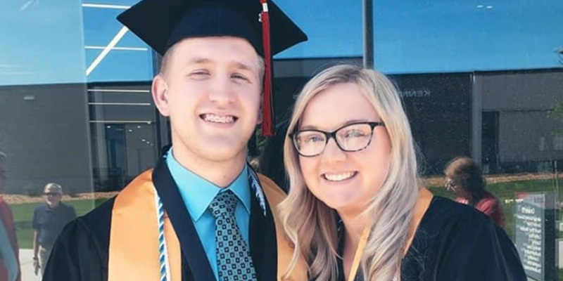 Jared and Grace Bessmer in graduation cap and gown