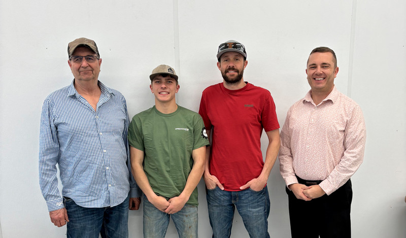 Dale Svehla, supervisor; Grant Hanel, apprentice; Jared Svehla, mentor; Dustin Schlote, Northeast Apprenticeship Program 
