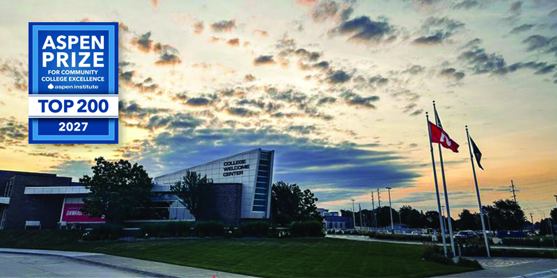 College Welcome Center overlayed by Aspen Prize Top 200 2027 logo