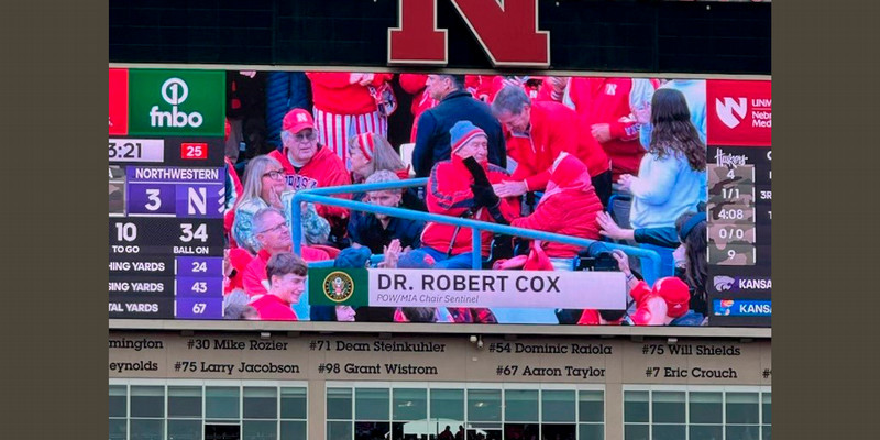 Robert Cox of Northeast Community College honored for military service.
